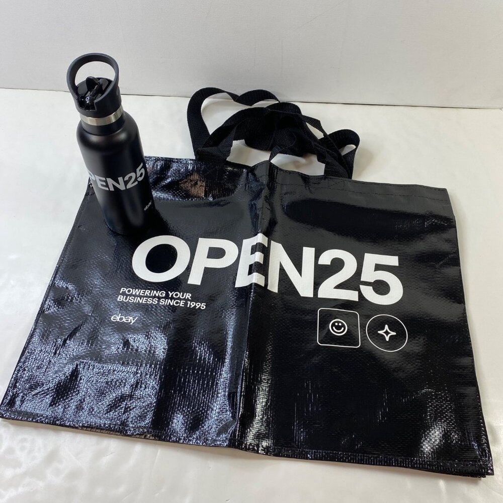 Ebay Open25 Black Water Bottle & Tote Set eBayana